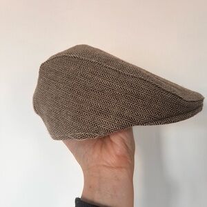 Brown Herringbone Kids Flat Cap